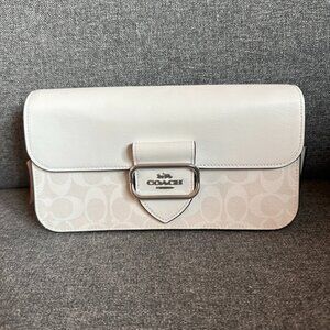 NWT!Coach Morgan Shoulder Bag In Colorblock Signature Canvas CJ617 Glacier White